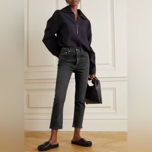 AGOLDE Riley High Rise Straight Crop Black Grey Jeans, size 29